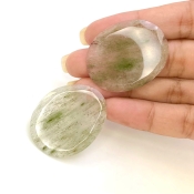 52 Carat Green Rutile 34x27m Rose Cut Irregular Shape AA Grade Gemstones Parcel - Total 2 Pcs.