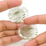 52 Carat Green Rutile 34x27m Rose Cut Irregular Shape AA Grade Gemstones Parcel - Total 2 Pcs.