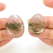 33.1 Carat Green Rutile 26x21mm Rose Cut Irregular Shape AA Grade Gemstones Parcel - Total 2 Pcs.