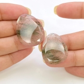 33.1 Carat Green Rutile 26x21mm Rose Cut Irregular Shape AA Grade Gemstones Parcel - Total 2 Pcs.