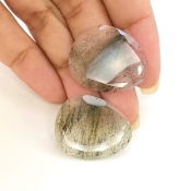 33.1 Carat Green Rutile 26x21mm Rose Cut Irregular Shape AA Grade Gemstones Parcel - Total 2 Pcs.