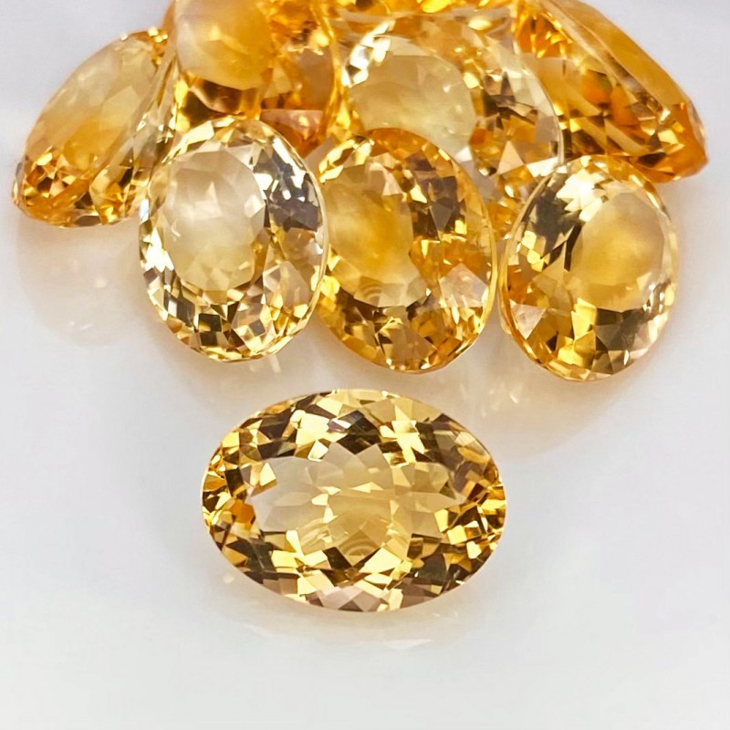 Citrine Faceted Oval Shape AA Grade Gemstone Parcel - 14x10mm - 9 Pc. - 49.90 Cts.