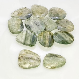 137.9 carat Green Rutile 21x15.5-25x18mm Rose Cut Irregular Shape AA Grade Gemstones Parcel - Total 12 Pcs.