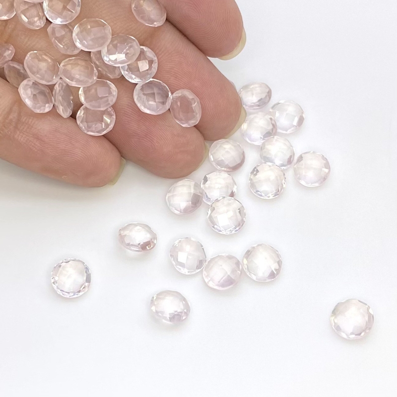  57.45 Cts. Rose Quartz 7mm Briolette Round Shape AAA Grade Loose Gemstone Beads Lot - Total 50 Pcs.