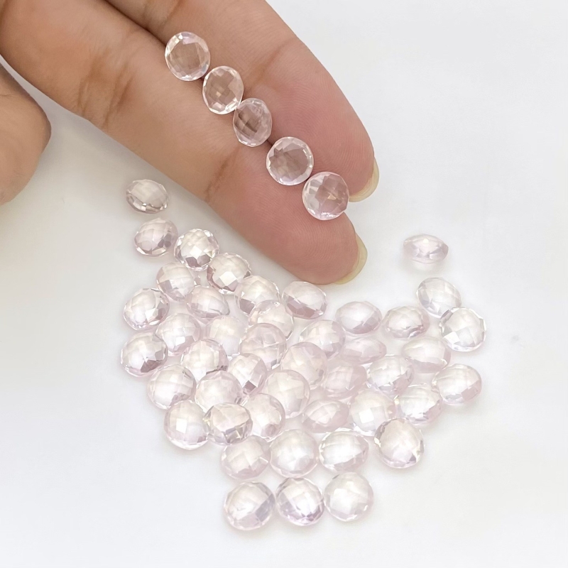  57.45 Cts. Rose Quartz 7mm Briolette Round Shape AAA Grade Loose Gemstone Beads Lot - Total 50 Pcs.