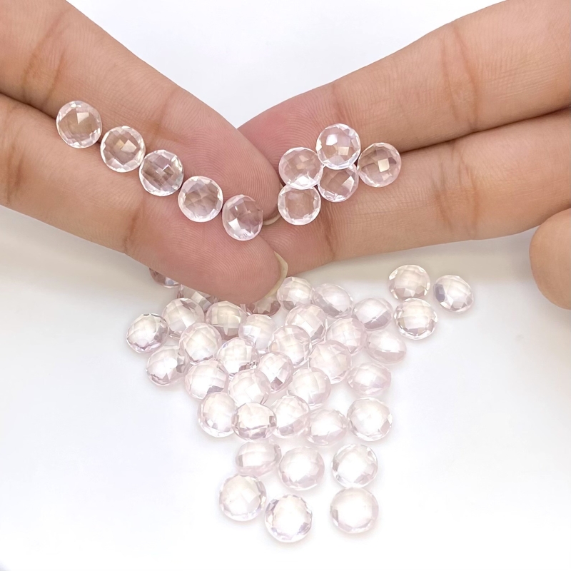  57.45 Cts. Rose Quartz 7mm Briolette Round Shape AAA Grade Loose Gemstone Beads Lot - Total 50 Pcs.