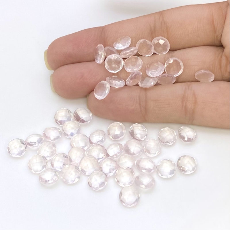  57.45 Cts. Rose Quartz 7mm Briolette Round Shape AAA Grade Loose Gemstone Beads Lot - Total 50 Pcs.