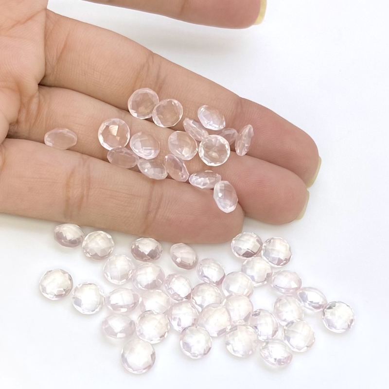  57.45 Cts. Rose Quartz 7mm Briolette Round Shape AAA Grade Loose Gemstone Beads Lot - Total 50 Pcs.
