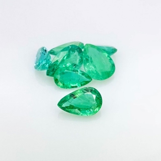 3.85 Cts. Emerald 6.5x4-8x5mm Faceted Pear Shape A Grade Gemstones Parcel - Total 7 Pcs.