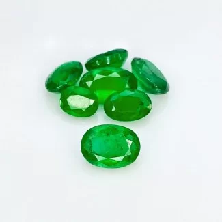 Emerald Faceted Oval Shape A+ Grade Gemstone Parcel - 5.57x4.24-8.13x5.99mm - 7 Pc. - 6 Carats