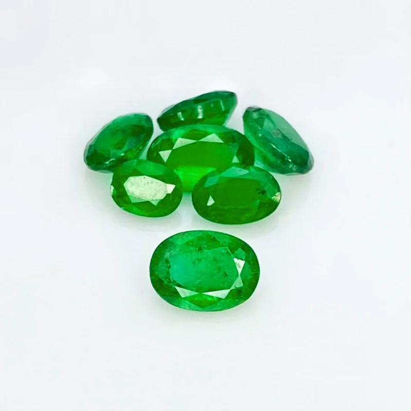 6 Carats Emerald 5.57x4.24-8.13x5.99mm Faceted Oval Shape A+ Grade Gemstones Parcel - Total 7 Pcs.