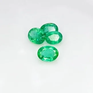 3.60 Cts. Emerald 6.5x5-7.5x6mm Faceted Oval Shape A Grade Gemstones Parcel - Total 4 Pcs.