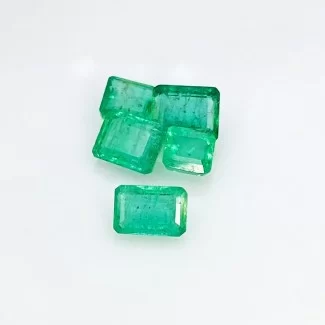 Emerald Step Cut Octagon Shape A Grade Gemstone Parcel - 4.5-6.5x5mm - 5 Pc. - 3.56 Carat