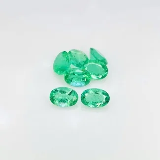 3.05 Cts. Emerald 6x3.5-6x4.5mm Faceted Oval Shape A Grade Gemstones Parcel - Total 7 Pcs.