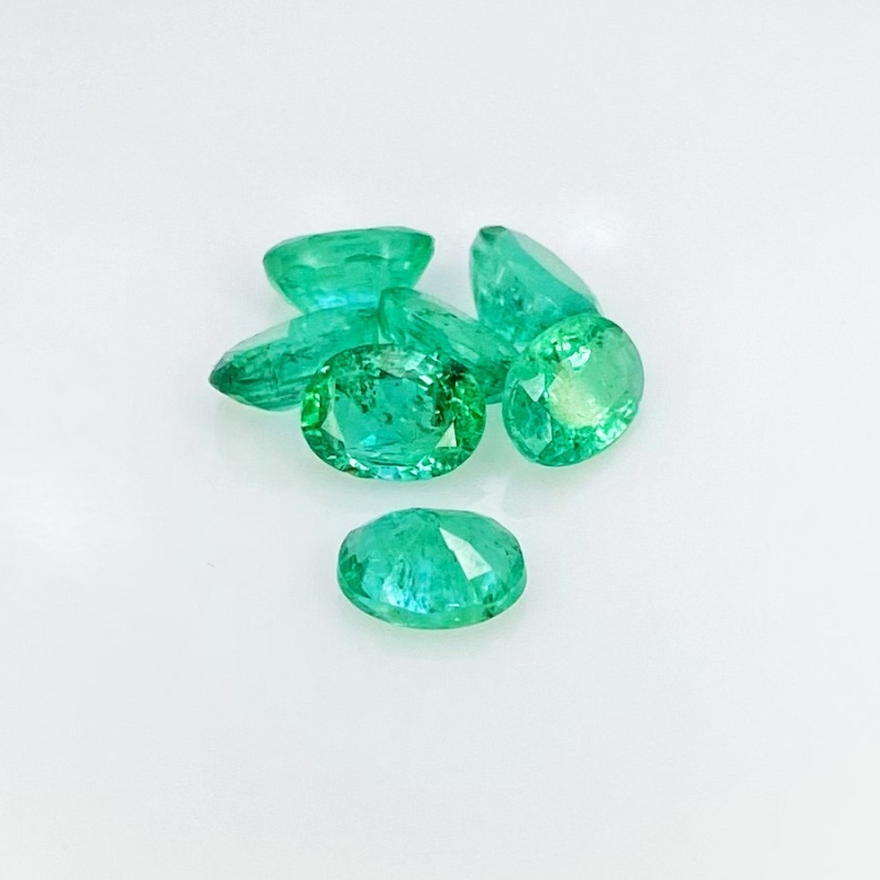 3.70 Cts. Emerald 6x4.5mm Faceted Oval Shape A Grade Gemstones Parcel - Total 7 Pcs.