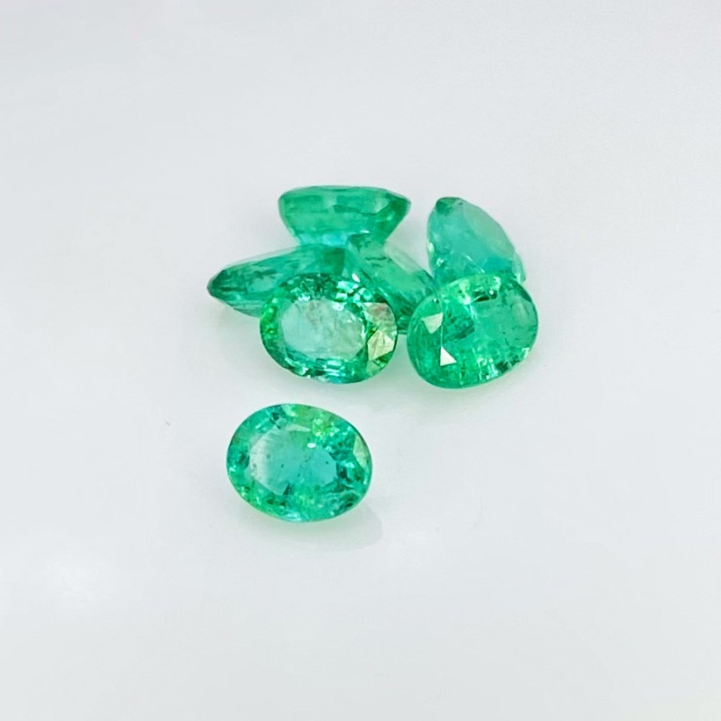 3.70 Cts. Emerald 6x4.5mm Faceted Oval Shape A Grade Gemstones Parcel - Total 7 Pcs.