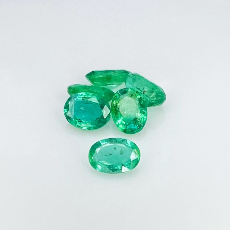 Emerald Faceted Oval Shape A Grade Gemstone Parcel - 6.5x4.5mm - 6 Pc. - 3.40 Cts.