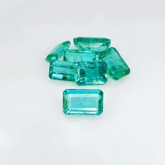 6.20 Cts. Emerald 6x4-8x5mm Step Cut Octagon Shape A Grade Gemstones Parcel - Total 7 Pcs.