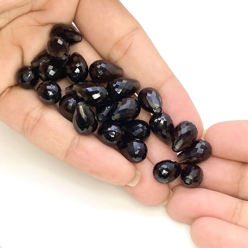  130.4 Carat Smoky Quartz 12x8mm Briolette Drop Shape AAA Grade Loose Gemstone Beads Lot - Total 25 Pcs.