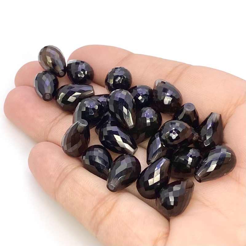  130.4 Carat Smoky Quartz 12x8mm Briolette Drop Shape AAA Grade Loose Gemstone Beads Lot - Total 25 Pcs.