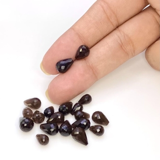  34.25 Carat Smoky Quartz 7x5-9x6mm Briolette Drop Shape AAA Grade Loose Gemstone Beads Lot - Total 19 Pcs.