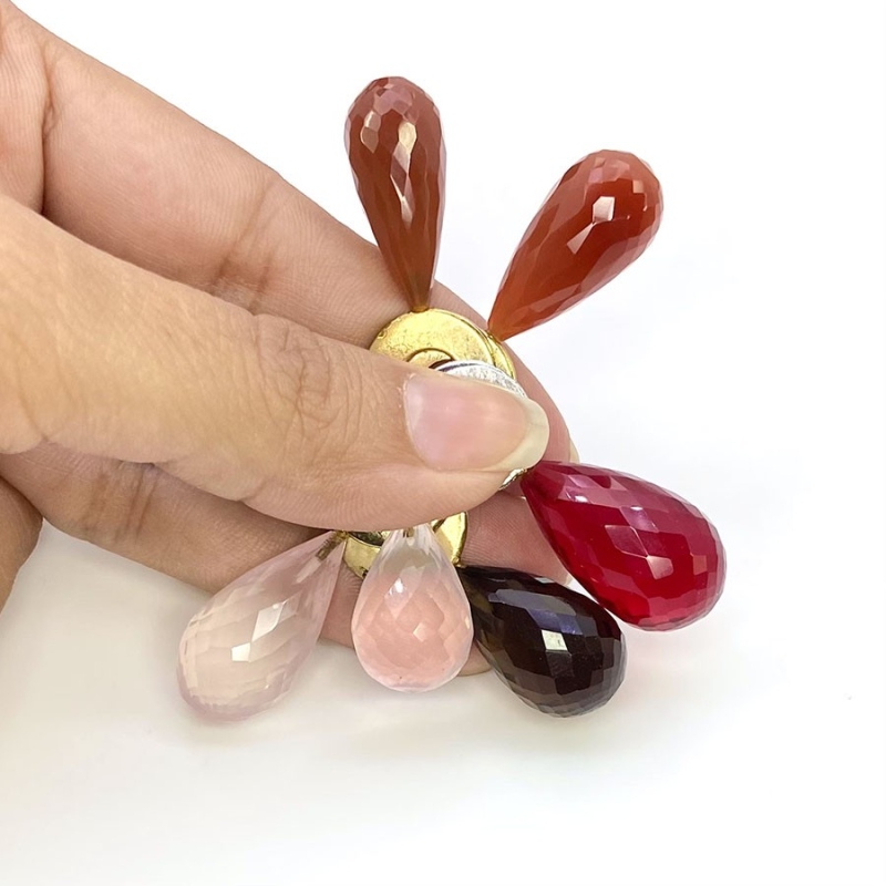  162.25 Carat Multi Stones 22.90-36.75 Carat Briolette Drop Shape AAA Grade Loose Gemstone Beads Lot - Total 6 Pcs.