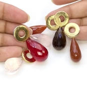  162.25 Carat Multi Stones 22.90-36.75 Carat Briolette Drop Shape AAA Grade Loose Gemstone Beads Lot - Total 6 Pcs.