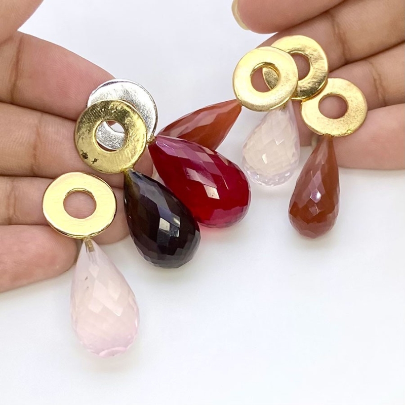  162.25 Carat Multi Stones 22.90-36.75 Carat Briolette Drop Shape AAA Grade Loose Gemstone Beads Lot - Total 6 Pcs.