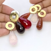  162.25 Carat Multi Stones 22.90-36.75 Carat Briolette Drop Shape AAA Grade Loose Gemstone Beads Lot - Total 6 Pcs.