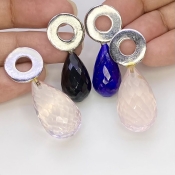  124.5 Carat Multi Stones 21.60-39.70 Carat Briolette Drop Shape AAA Grade Loose Gemstone Beads Lot - Total 4 Pcs.