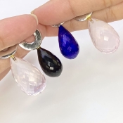  124.5 Carat Multi Stones 21.60-39.70 Carat Briolette Drop Shape AAA Grade Loose Gemstone Beads Lot - Total 4 Pcs.