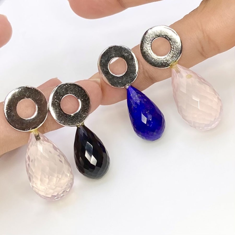  124.5 Carat Multi Stones 21.60-39.70 Carat Briolette Drop Shape AAA Grade Loose Gemstone Beads Lot - Total 4 Pcs.