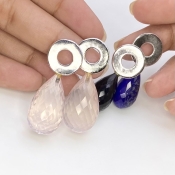  124.5 Carat Multi Stones 21.60-39.70 Carat Briolette Drop Shape AAA Grade Loose Gemstone Beads Lot - Total 4 Pcs.