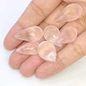  124.7 Carat Rose Quartz 20x10-23x12mm Briolette Drop Shape AA Grade Loose Gemstone Beads Lot - Total 7 Pcs.