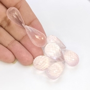  124.7 Carat Rose Quartz 20x10-23x12mm Briolette Drop Shape AA Grade Loose Gemstone Beads Lot - Total 7 Pcs.