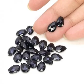  43.7 Carat Black Onyx 10x7mm Briolette Pear Shape AAA Grade Loose Gemstone Beads Lot - Total 25 Pcs.