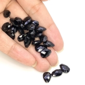  43.7 Carat Black Onyx 10x7mm Briolette Pear Shape AAA Grade Loose Gemstone Beads Lot - Total 25 Pcs.