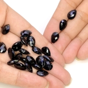  43.7 Carat Black Onyx 10x7mm Briolette Pear Shape AAA Grade Loose Gemstone Beads Lot - Total 25 Pcs.