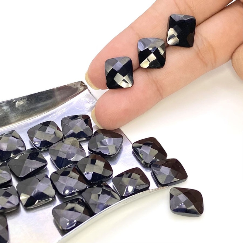  116.25 Carat Black Spinel 11x10mm Briolette Cushion Shape AA Grade Loose Gemstone Beads Lot - Total 21 Pcs.