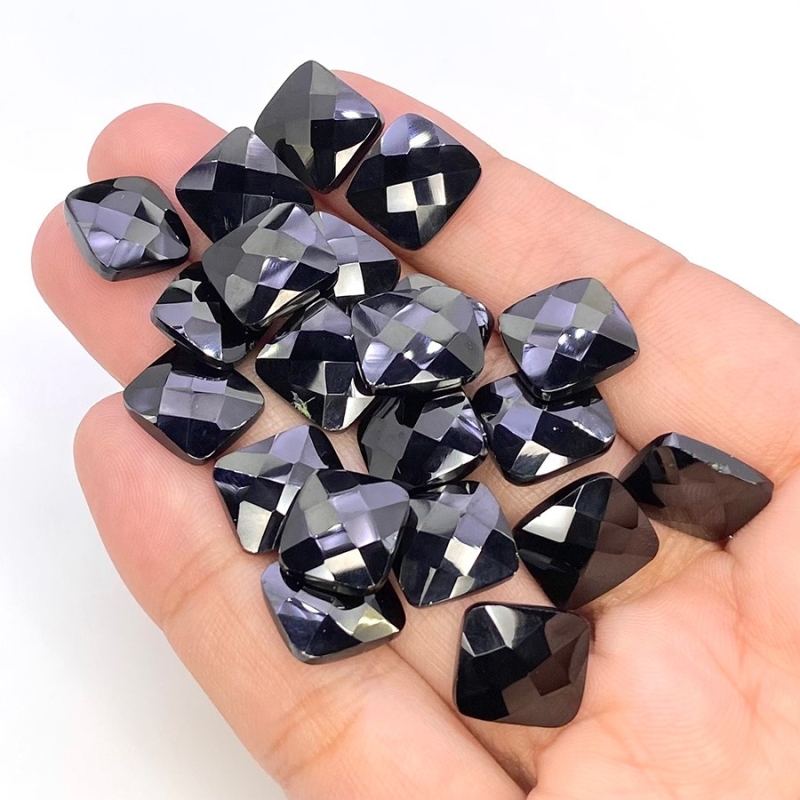  116.25 Carat Black Spinel 11x10mm Briolette Cushion Shape AA Grade Loose Gemstone Beads Lot - Total 21 Pcs.