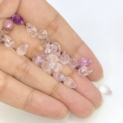  30 Carat Pink Amethyst 8x5mm Briolette Drop Shape AAA Grade Loose Gemstone Beads Lot - Total 22 Pcs.