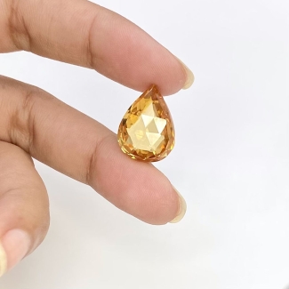  22.8 Carat Yellow CZ 17.5x13mm Briolette Pear Shape AAA Grade Loose Gemstone Bead - Total 1 Pc.