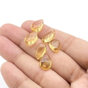  16.7 Carat Citrine 12x8mm Smooth Pear Shape AAA Grade Loose Gemstone Beads Lot - Total 6 Pcs.