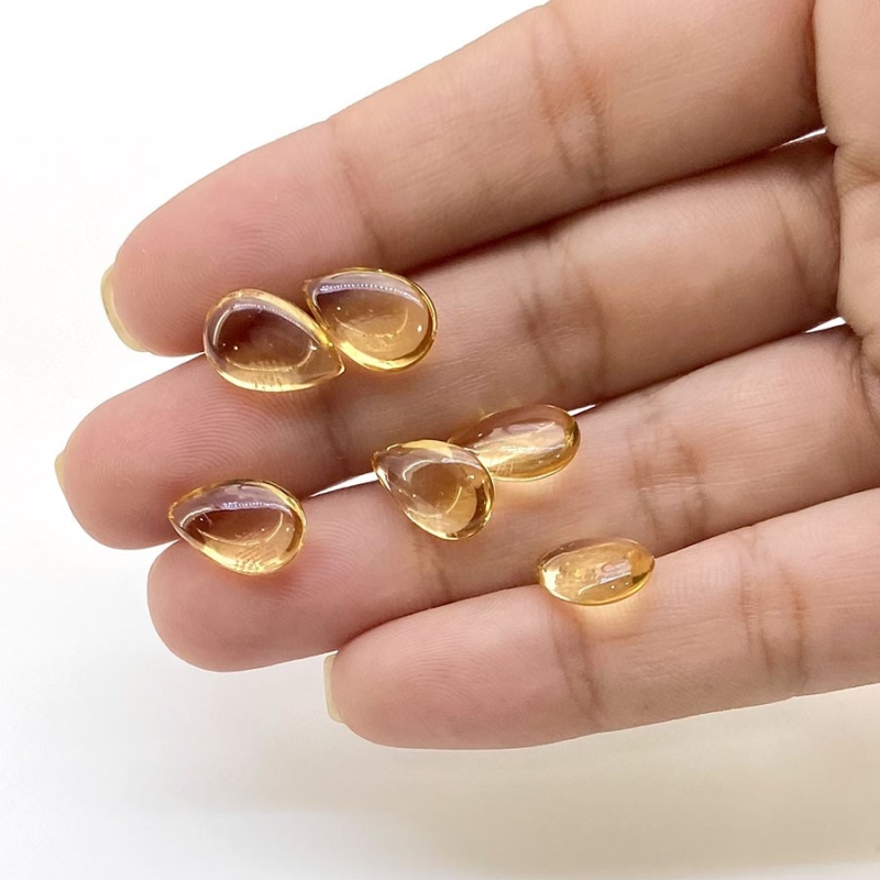  16.7 Carat Citrine 12x8mm Smooth Pear Shape AAA Grade Loose Gemstone Beads Lot - Total 6 Pcs.