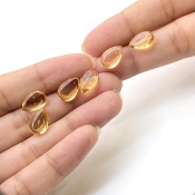  16.7 Carat Citrine 12x8mm Smooth Pear Shape AAA Grade Loose Gemstone Beads Lot - Total 6 Pcs.