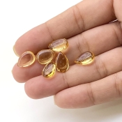  16.7 Carat Citrine 12x8mm Smooth Pear Shape AAA Grade Loose Gemstone Beads Lot - Total 6 Pcs.