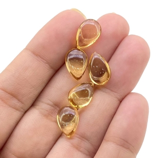  16.7 Carat Citrine 12x8mm Smooth Pear Shape AAA Grade Loose Gemstone Beads Lot - Total 6 Pcs.