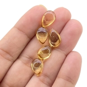  16.7 Carat Citrine 12x8mm Smooth Pear Shape AAA Grade Loose Gemstone Beads Lot - Total 6 Pcs.