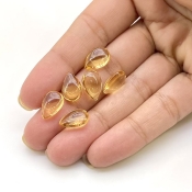  16.7 Carat Citrine 12x8mm Smooth Pear Shape AAA Grade Loose Gemstone Beads Lot - Total 6 Pcs.