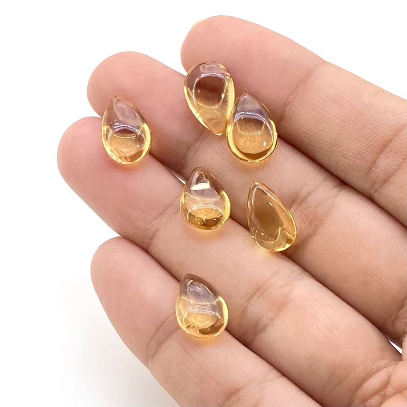  16.7 Carat Citrine 12x8mm Smooth Pear Shape AAA Grade Loose Gemstone Beads Lot - Total 6 Pcs.